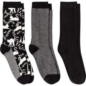 Women's Cat 3pk Crew Socks - a New Day™ Black 4-10